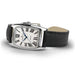 Hamilton watch with black leather strap on a white background