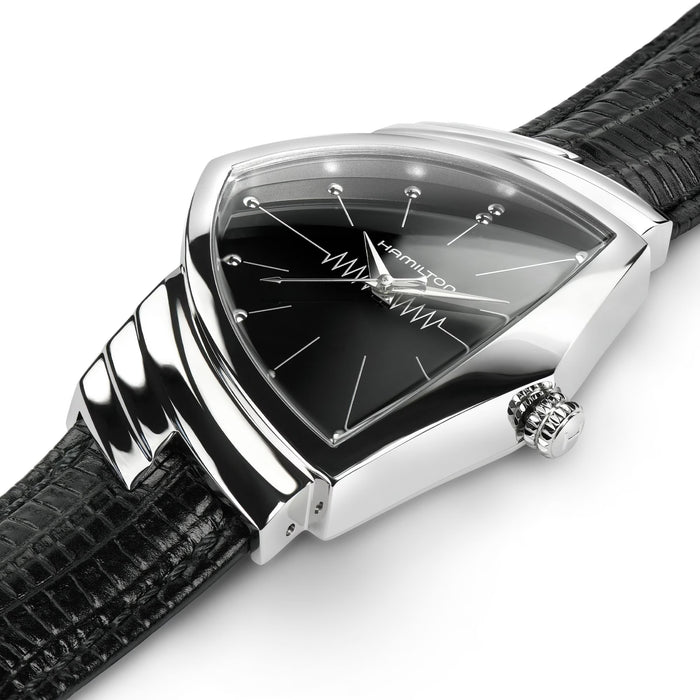 Hamilton Ventura Quartz Black Dial Leather | H24411732