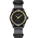 Hamilton watch with black strap and black dial on a white background