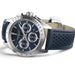 Hamilton watch with blue strap and face on a white background