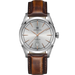 Hamilton watch with brown leather strap on white background