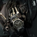 Watch on a motorcycle handlebar with a dark background