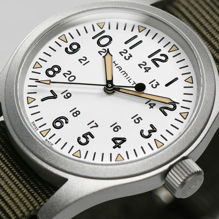 Hamilton Khaki Field Mechanical White Dial Green Strap 38mm Men’s Watch H69439411