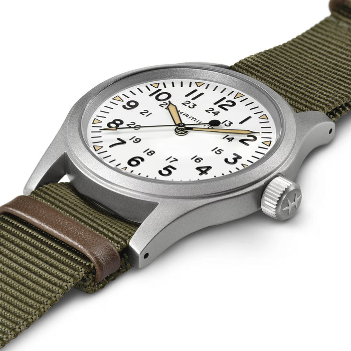 Hamilton Khaki Field Mechanical White Dial Green Strap 38mm Men’s Watch H69439411