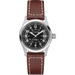 Hamilton watch with brown leather strap on a white background