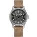 Hamilton watch with brown leather strap on a white background