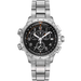 Silver Hamilton watch with black dial on a white background
