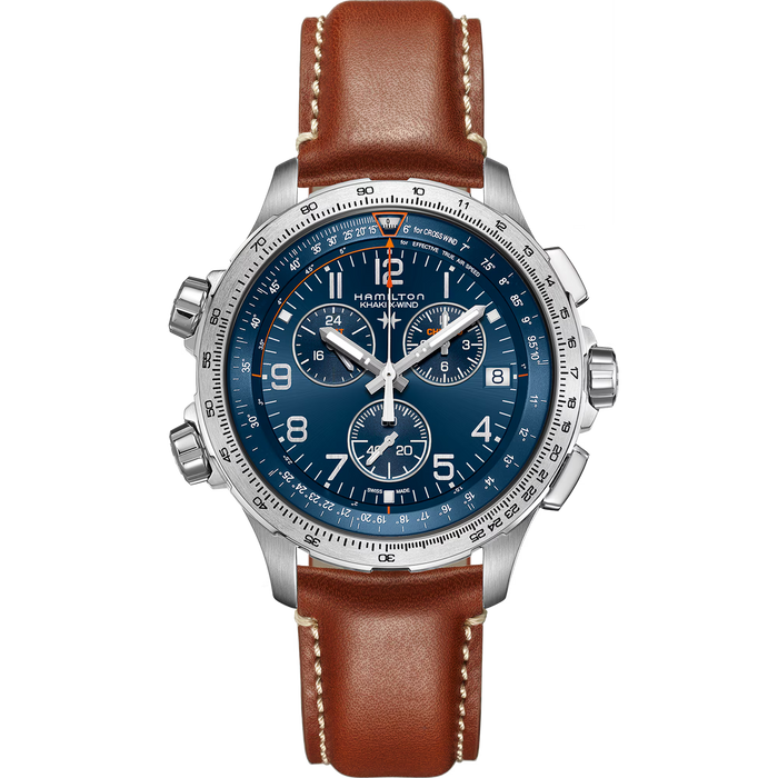 Hamilton Khaki Aviation X-Wind GMT Chrono Quartz Blue Dial Men’s Watch H77922541