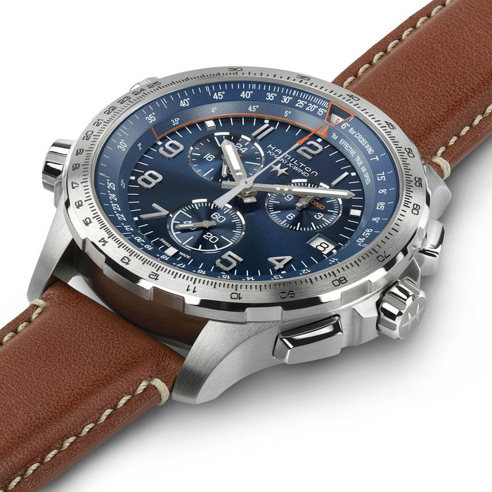 Hamilton Khaki Aviation X-Wind GMT Chrono Quartz Blue Dial Men’s Watch H77922541