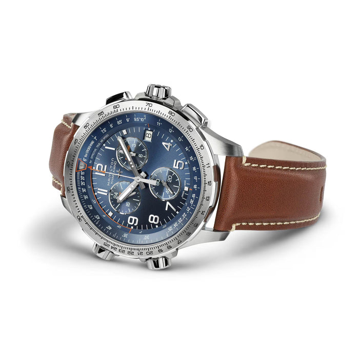 Hamilton Khaki Aviation X-Wind GMT Chrono Quartz Blue Dial Men’s Watch H77922541