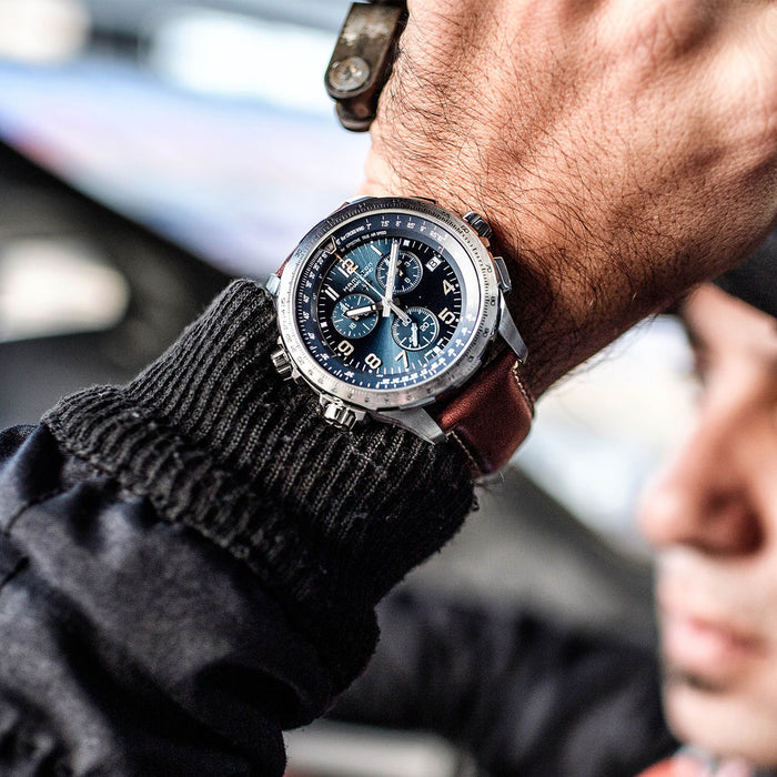 Hamilton Khaki Aviation X-Wind GMT Chrono Quartz Blue Dial Men’s Watch H77922541