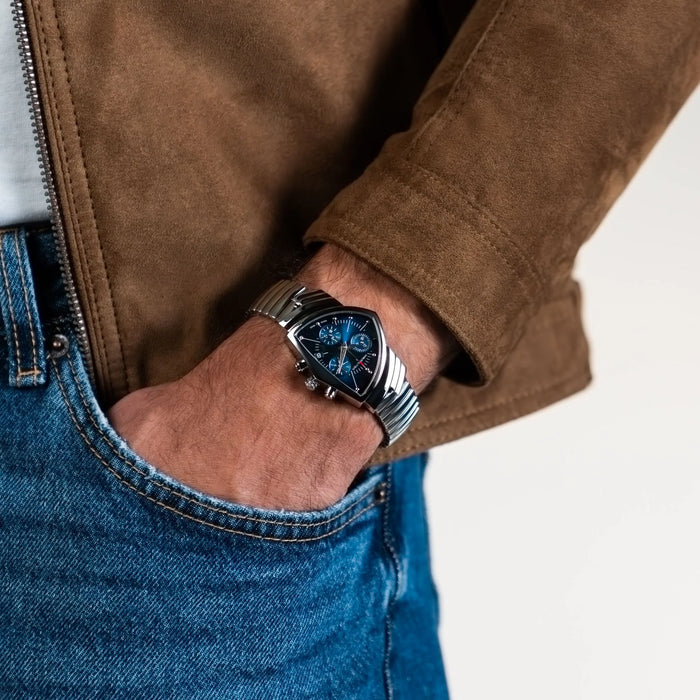 Hamilton Ventura Chrono Quartz Blue Dial 32mm x 50mm Men’s Watch H24432141