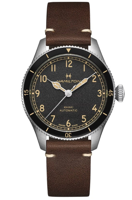 Hamilton Khaki Aviation Pilot Pioneer Automatic Stainless Steel Case Black Dial Round Men's Watch H76205530
