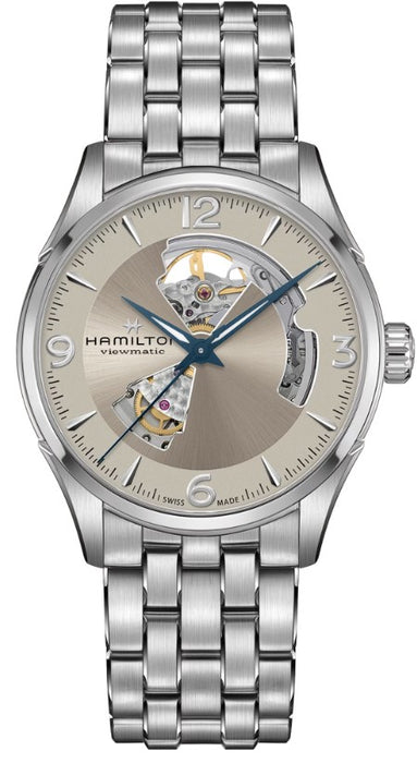 Hamilton Jazz Master Open Heart Auto Stainless Steel Case Beige Dial Round Men's Watch H32705121