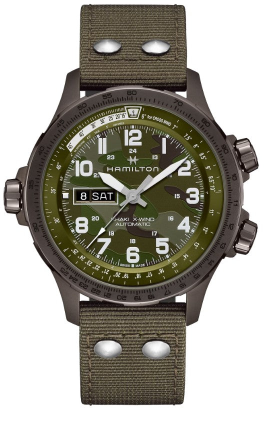 Hamilton Khaki Aviation X-Wind Day Date Auto Stainless Steel Case Green Dial Round Men's Watch H77775960