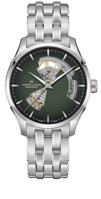 Hamilton Jazz Master Open Heart Auto Stainless Steel Case Green Dial Round Men's Watch H32675160