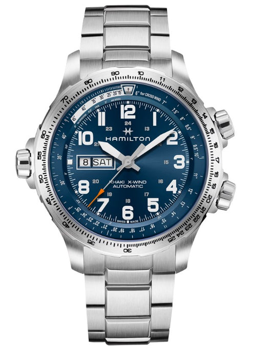 Hamilton Khaki Aviation X-Wind Day Date Auto Stainless Steel Case Blue Dial Round Men's Watch H77765141