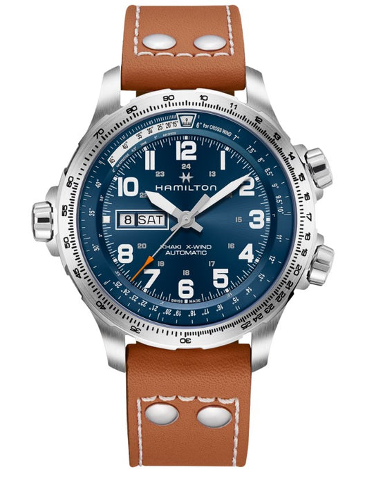 Hamilton Khaki Aviation X-Wind Day Date Auto Stainless Steel Case Blue Dial Round Men's Watch H77765541