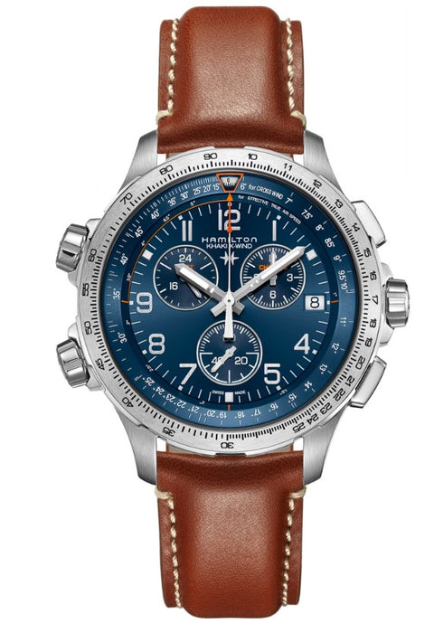 Hamilton Khaki Aviation X-Wind GMT Chrono Quartz Stainless Steel Case Green Dial Round Men's Watch H77922541