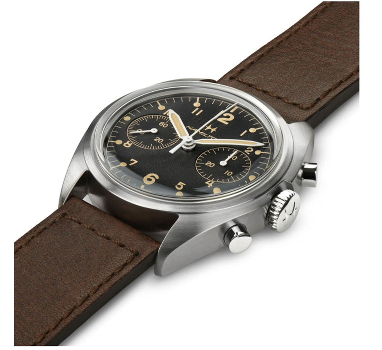 Hamilton Khaki Aviation Pilot Pioneer Mechanical Chrono Stainless Steel Case Black Dial Round Men's Watch H76409530