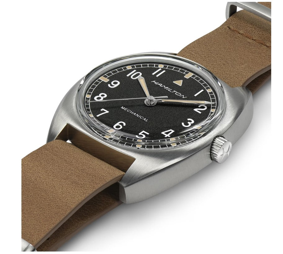 Hamilton Khaki Aviation Pilot Pioneer Mechanical Stainless Steel Case Black Dial Round Men's Watch H76419531