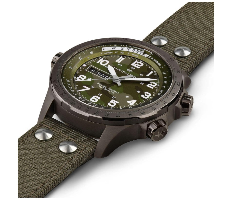 Hamilton Khaki Aviation X-Wind Day Date Auto Stainless Steel Case Green Dial Round Men's Watch H77775960