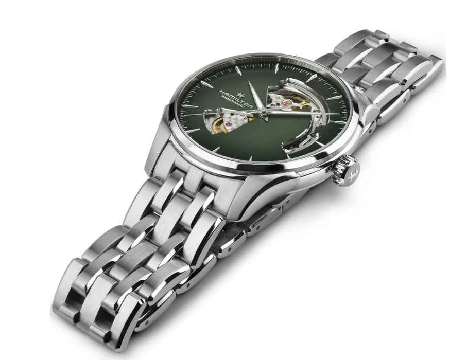 Hamilton Jazz Master Open Heart Auto Stainless Steel Case Green Dial Round Men's Watch H32675160