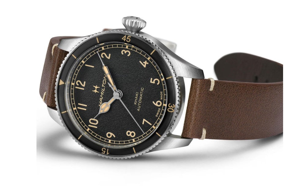 Hamilton Khaki Aviation Pilot Pioneer Automatic Stainless Steel Case Black Dial Round Men's Watch H76205530