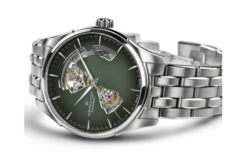 Hamilton Jazz Master Open Heart Auto Stainless Steel Case Green Dial Round Men's Watch H32675160