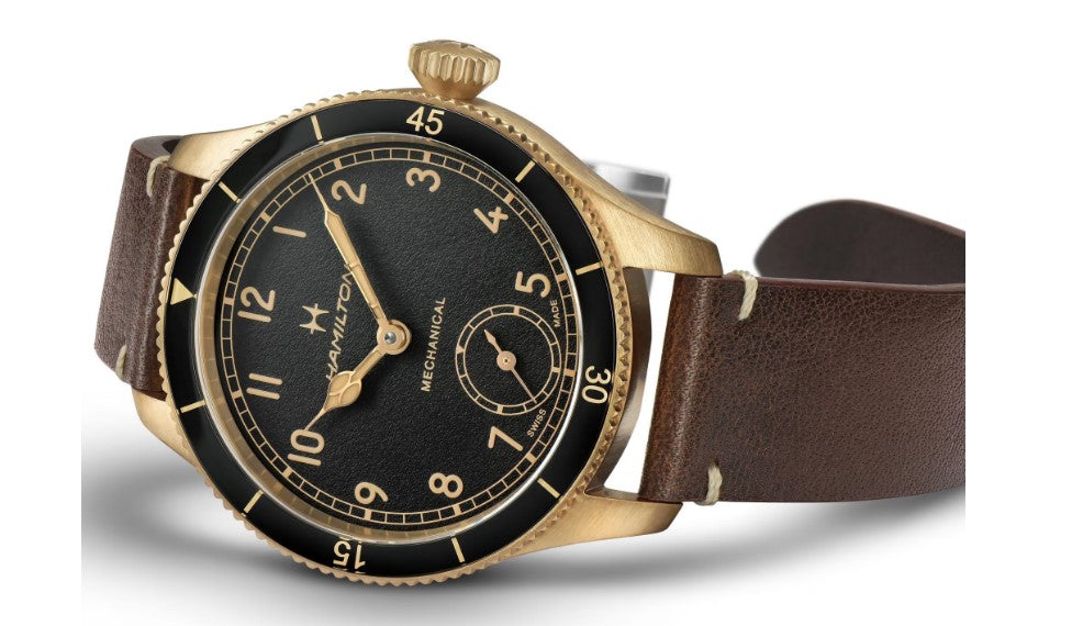 Hamilton Khaki Aviation  Pilot Pioneer Bronze Mechanical Stainless Steel Case Black Dial Round Men's Watch H76709530