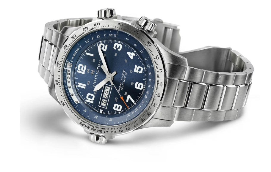 Hamilton Khaki Aviation X-Wind Day Date Auto Stainless Steel Case Blue Dial Round Men's Watch H77765141