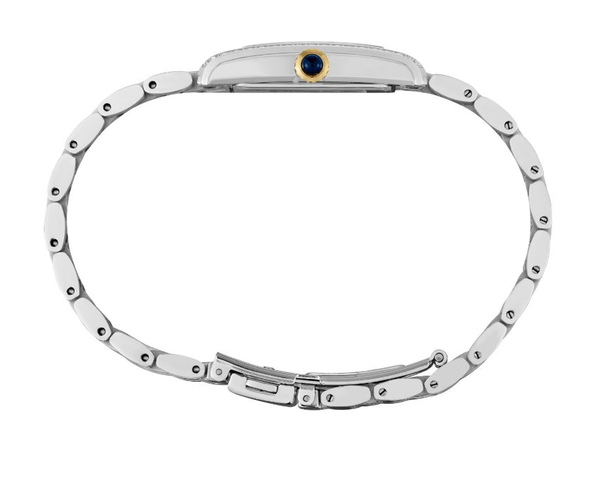 Seiko Essentials Rectangular Silver Dial Two Tone with Crystals Stainless Steel Women's Watch SWR093