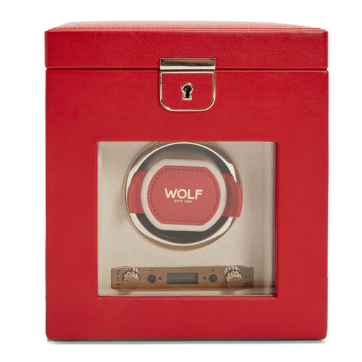 Wolf Palermo red single watch winder 213772 with jewelry storage for an automatic watch