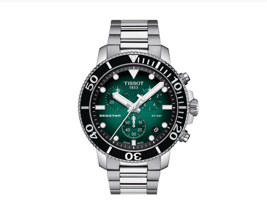 Tissot Seastar 1000 Quartz Chronograph Green Black Dial Men Watch T1204171109101