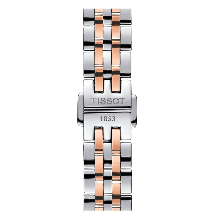 Tissot Le Locle Automatic Lady Stainless Steel Case with Rose Gold PVD coating Silver Dial Grey, Rose Gold 5N Strap Watch T41218316
