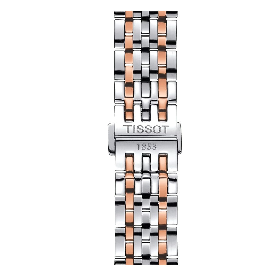 Tissot Le Locle Powermatic 80 Stainless Steel Case with Rose Gold PVD coating Silver Dial Grey, Rose Gold 5N Gent Watch T0064072203601