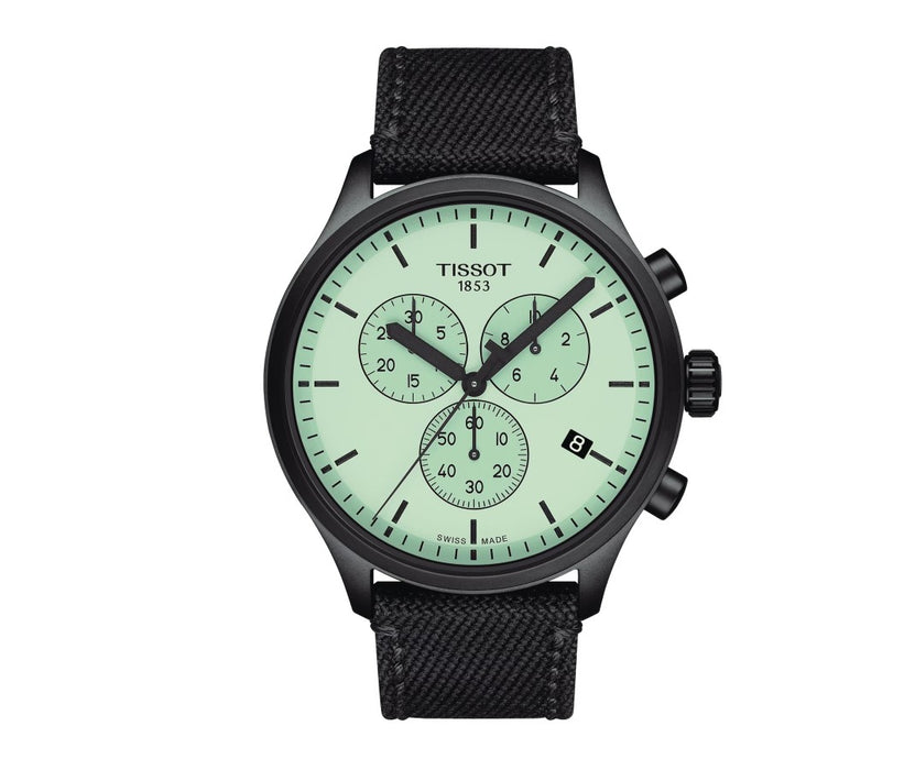 Tissot Chrono XL Quartz Stainless Steel Case with Black PVD coating Green Dial Black Strap Gent Watch T1166173709100