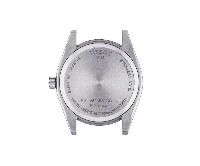 Tissot Gentleman Quartz Stainless Steel Case Black Dial Grey Strap Gent Watch T1274101105100