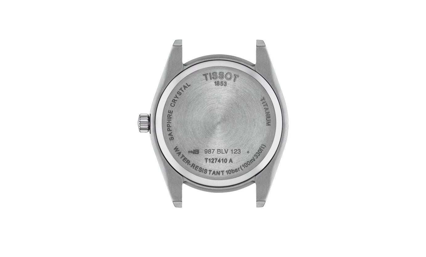 Tissot Gentleman Titanium Quartz Blue Dial Grey Strap Gent Watch T1274104404100