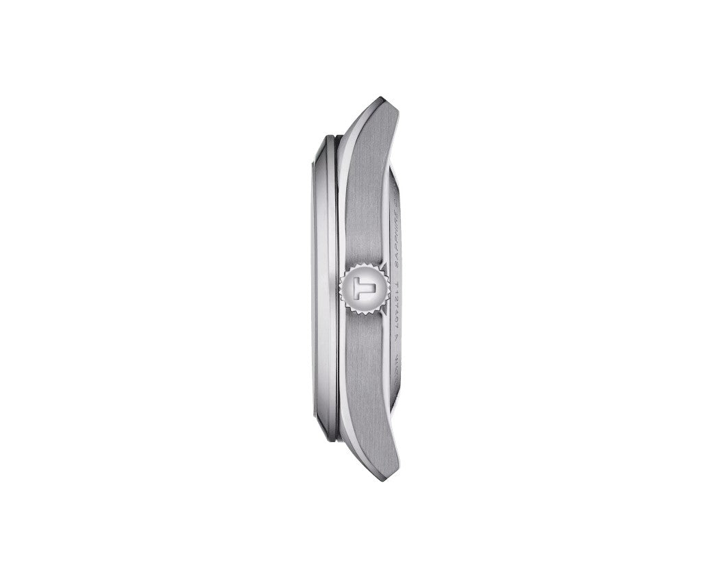 Tissot Gentleman Powermatic 80 Open Heart Stainless Steel Case Rhodium Dial Grey Strap Gent Watch T1274071108100