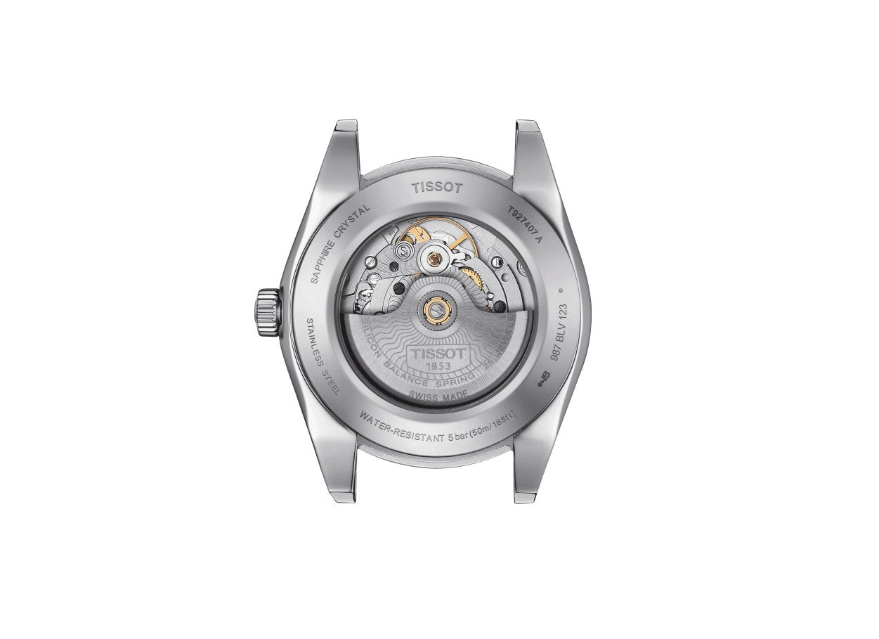 Tissot Gentleman Powermatic 80 Silicium Solid Stainless Steel Case Anthracite Dial Grey Strap Gent Watch T9274074606101