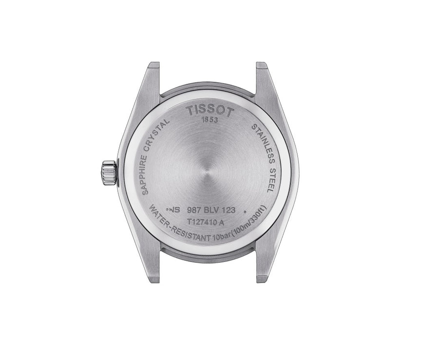 Tissot Gentleman Quartz Stainless Steel Case Silver Dial Brown Strap Gent Watch T1274101603101