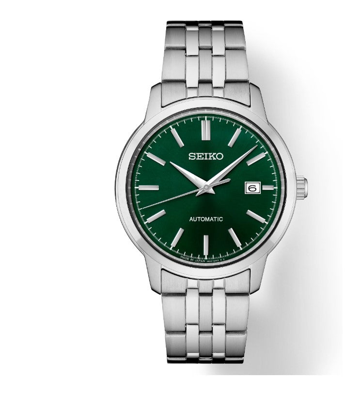 Seiko Essentials Collection Stainless Steel Case and bracelet Green Sunray Dial Men's Watch SRPH89