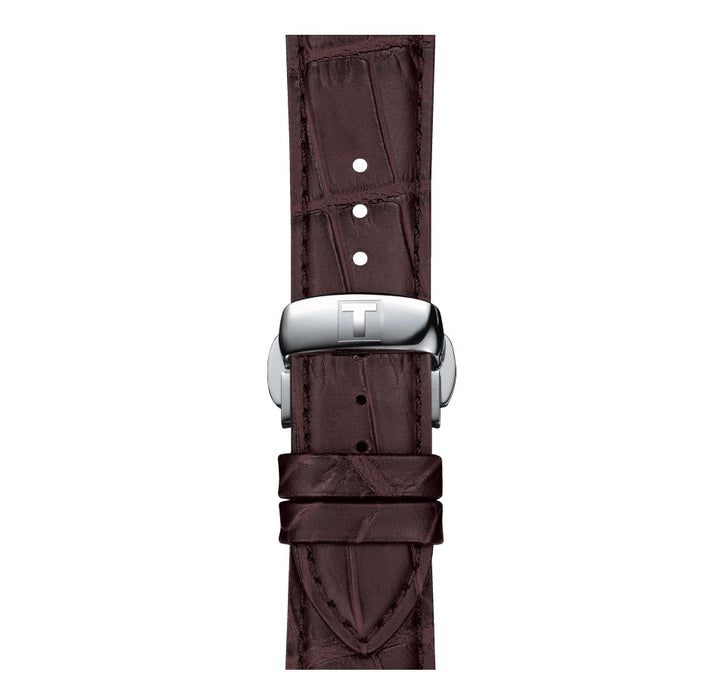 Tissot Gentleman Powermatic 80 Silicium Stainless Steel Case Black Dial Brown Strap Gent Watch T1274071605101