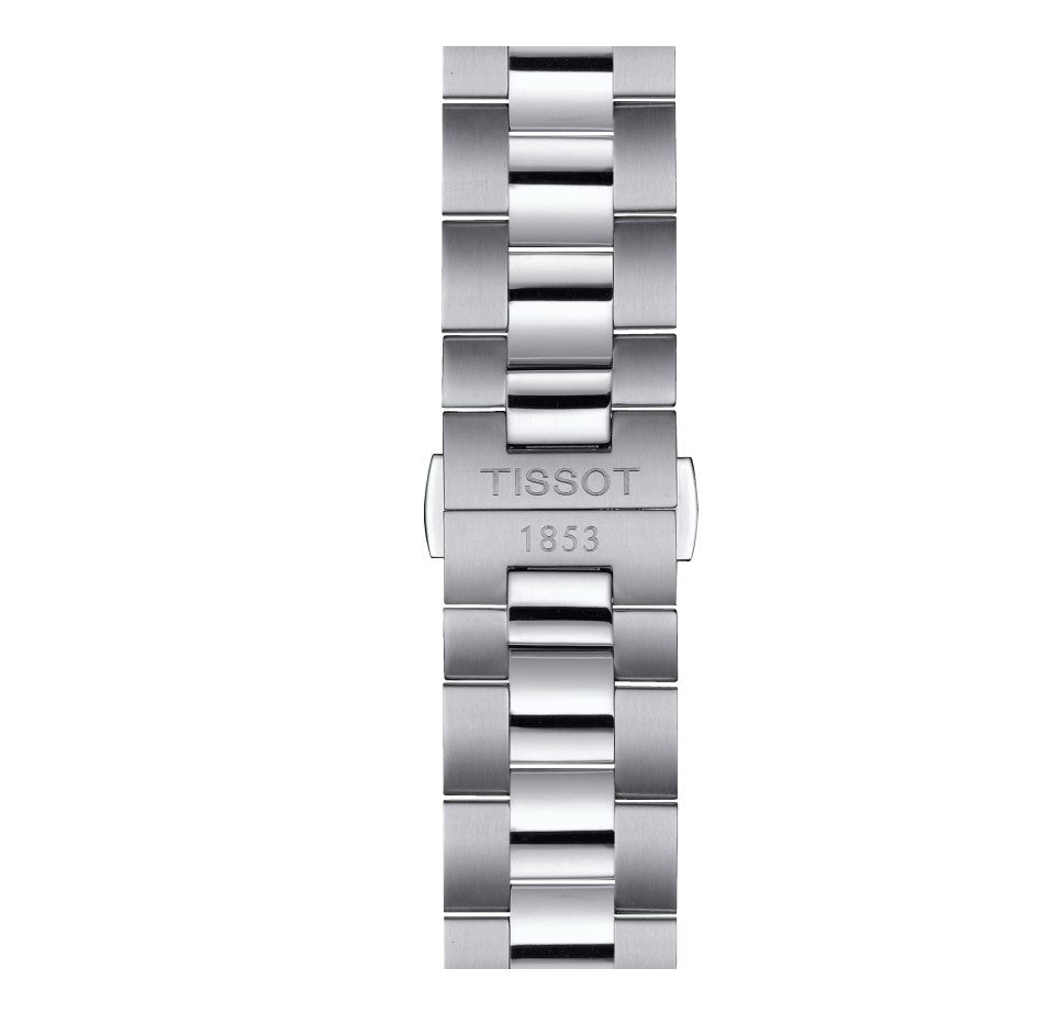 Tissot Gentleman Quartz Stainless Steel Case Black Dial Grey Strap Gent Watch T1274101105100