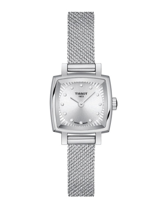 Tissot Lovely Square Quartz Stainless Steel Case Silver Dial Grey Strap Women's Watch T0581091103600