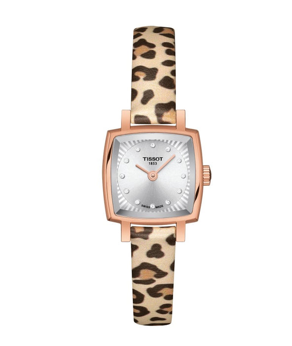 Tissot Lovely Quartz Stainless Steel Rose Gold PVD coating Case Silver Dial Brown, Beige Strap Women's Watch T0581093703600