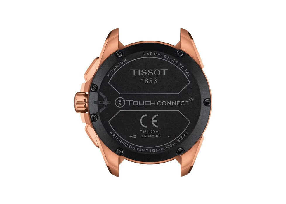 Tissot T-Touch Connect Solar Quartz Antimagnetic Titanium Case with rose gold pvd coating Black Dial Rose Gold Strap Gent Watch T1214204605100