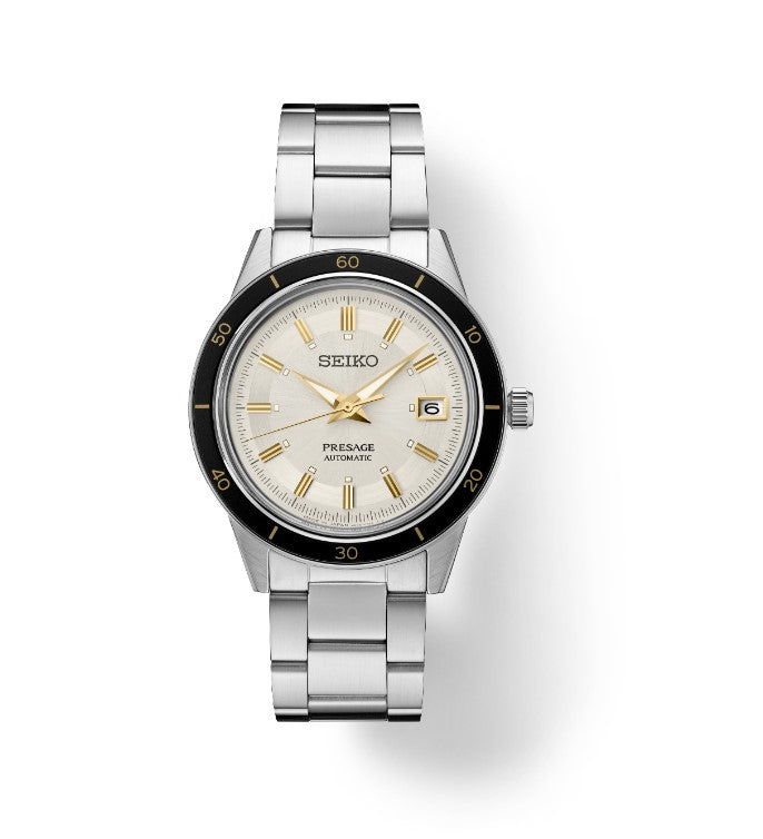 Seiko Presage Style '60s Collection Stainless Steel Case and bracelet Light Beige Dial Men's Watch SRPG03