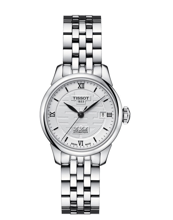 Tissot Le Locle Automatic Double Happiness Lady Stainless Steel Case Silver Dial Grey Strap exquisite elegance with details such as Roman numerals and a traditional Le Locle signature Women's Watch T41118335